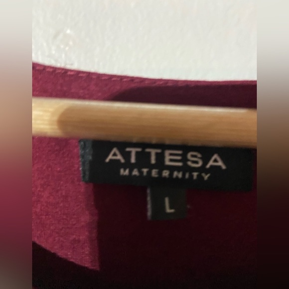 ATTESA Maternity Red Puff Sleeve Floral Red Blouse Size Large - Picture 2 of 4